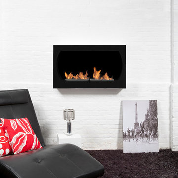 Oviedo Black Wall Mounted Ethanol Fireplace