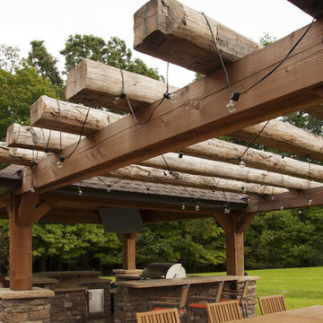 2 Sided Hand Hewn Beams - Patio Space