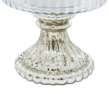 Vintage Silver Glass Hurricane Lamp Set 82779