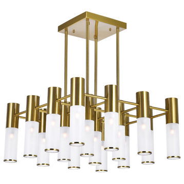 Pipes 16 Light Chandelier With Sun Gold Finish