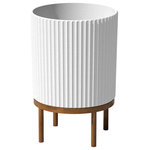 Veradek - Veradek Demi Series Raised Planter With Stand, White/Brown, 16 Inch, 1 Pack - Elevate in style—The Veradek Raised Demi Planter takes the popular planter known for adding texture to indoor and outdoor spaces like the living room or patio and adds some extra height. Complemented by its modern appearance, the Raised Demi is thoughtfully curated with functionality in mind—easily start planting with no assembly required and prevent overwatering with pre-drilled drainage holes. This sturdy yet lightweight round planter is proudly crafted in Canada from a patented plastic-stone composite, making it resistant to cracks, fading and UV and allowing it to withstand extreme temperatures ranging from -20 to +120 degrees. With the ideal balance of design, structure and purpose, the Raised Demi will level up your house into a home.