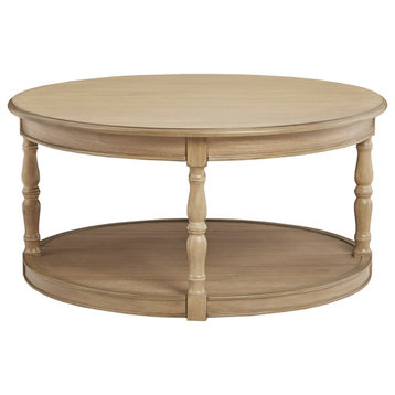 Martha Stewart Farmhouse Round Coffee Table With Castered Legs