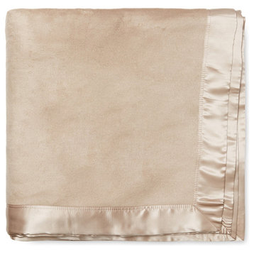 100% Silk Charmeuse Binding Blanket, Taupe, King