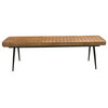 Coaster Misty Leather Upholstered Cushion Bench Camel and Black