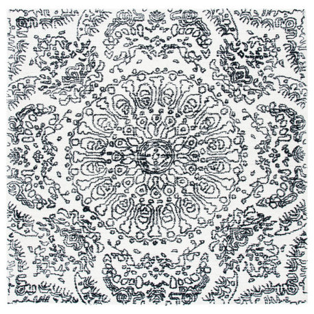 Safavieh Metro Collection MET993A Rug, Ivory/Black, 6' x 6' Square