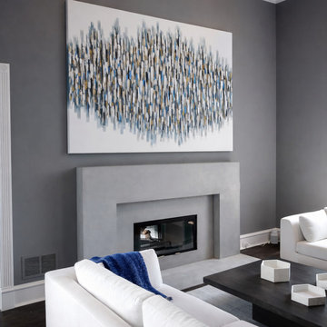 Minimalist Concrete Fireplace Surround with Seamless Hearth