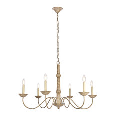 Merritt Collection Chandelier 6-Light, Weathered Dove Finish, 35"x21.6"