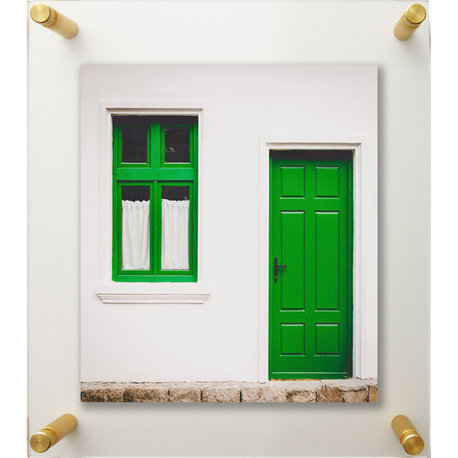 8x10" Clear UV Grade Acrylic Double Panel Floating Picture Frame Gold Hardware