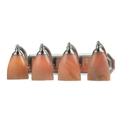 Elk Lighting - Elk Lighting 570-4N-SY 4 Light Vanity in Satin Nickel & Sandy Glass - Bathroom Vanity Lighting