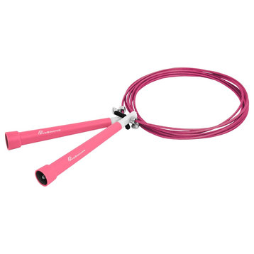 Speed Jump Rope 10' Adjustable Length, Plastic Handles, Fast Turning, Pink