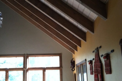 Example of a mountain style home design design in Sacramento