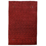 Get My Rugs LLC - Hand Knotted Loom Wool Area Rug Contemporary Red - The perfect shade of red color of this hand woven Gabbeh rug ensures its versatility to match up with any home furnishing. It is designed according to Modern Contemporary pattern to exhibit the sheer elegance and modernity to a large extent.