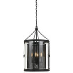 Cal - Cal FX-3617-4 Westchester - Four Light Chandelier - Durable steel and glass construction  Round cylinder clear outer glass  Metal mesh inner cylinder  Ships in one carton  6 foot chain.  Shade Included: TRUE  Warranty: 1 yearWestchester Four Light Chandelier Blacksmith Clear Glass *UL Approved: YES *Energy Star Qualified: n/a  *ADA Certified: n/a  *Number of Lights: Lamp: 4-*Wattage:60w B10 bulb(s) *Bulb Included:No *Bulb Type:B10 *Finish Type:Blacksmith