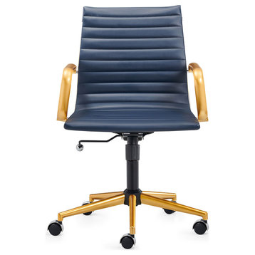 LUXMOD® Gold Office Chair, Ergonomic Desk Chair,Modern Executive Chair., Gold-Blue