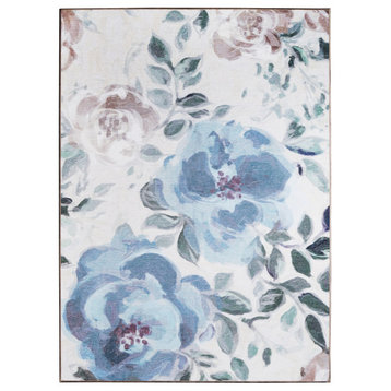 My Magic Carpet Sasha Floral Cream Blue Washable Rug 5x7
