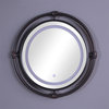 Furniture of America Mizen Metal Round Wall Mirror in Black and Copper