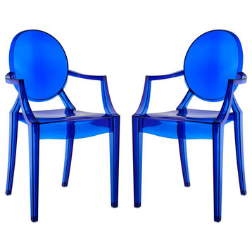 Casper Dining Armchairs Acrylic Set of 2, Blue