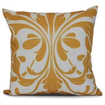 British Colonial, Geometric Print Pillow, Gold, 20"x20"