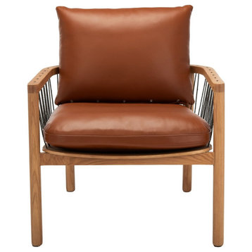 Safavieh Couture Caramel Mid Century Leather Chair Brown