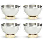 Serene Spaces Living - Stainless Steel Mini Bowl With Gold Rim Base, Set of 4 - Our bowls have been created with excellent craftsmanship and is made up of stainless steel. The base of the bowl is painted with gold to add to its rich look and it can be used as a container for arranging ornaments and other decorations. The bowl is also food safe and measures 3.5in H X 5in D. Use them alone or mix them with our other silver bowls and trays to give your home, wedding, party, or event an elegant touch. These bowls are available as single piece and as a set of 4. You can count on quality design and manufacturing when you order Serene Spaces Living products, where we make everything with love.