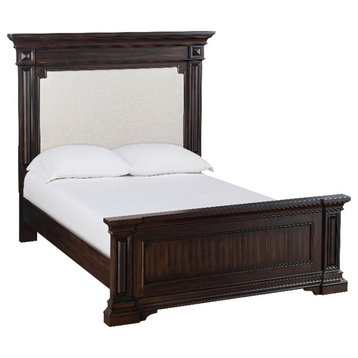 TOV Furniture Stamford 71"W Wood Queen Upholstered Bed in Rich Brown