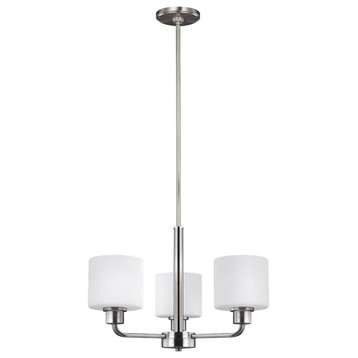 Sea Gull Canfield 3-Light Chandelier 3128803-962, Brushed Nickel