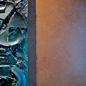 Chocolate waxed Venetian plaster, close up.