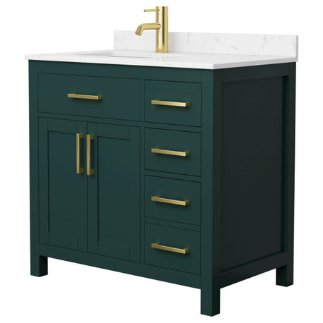 Wyndham Collection WCG242436S-UNSMXX Beckett 36" - Green / Carrara Cultured