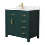 Green / Carrara Cultured Marble Top / Brushed Gold Hardware