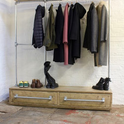 Victoria Hall Stand - Reclaimed Wooden Drawer Unit with Hanging Rail & Shelf - Wardrobes and Armoires