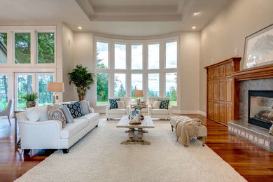 Example of a trendy living room design in Portland