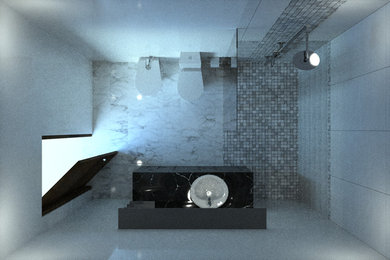 Plan 3D d'une petite salle de bain