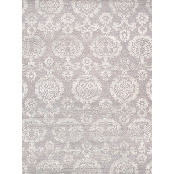 Pasargad Transitiona Collection Hand-Knotted Bsilk&wool Area Rug- 8' 9" X 11' 9"