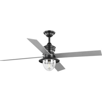 Gillen 56" 4-Blade LED In/Out Blistered Iron Ceiling Fan With Light Kit