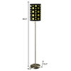 66" Steel Novelty Floor Lamp With Black And Green Drum Shade