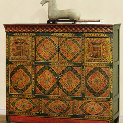 Hand Painted Tibetan Cabinet - Storage Cabinets