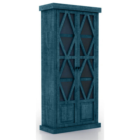 Rustic Display Cabinet, Smokey Blue