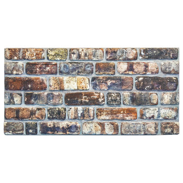 Faux Brick 3D Wall Panels, Multicolored, Set of 10, Covers 54 sq ft