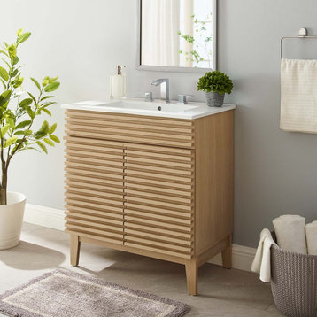 Render 30" Bathroom Vanity Cabinet, Oak White