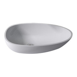 ADM Bathroom Design - ADM Oval Countertop Vessel Sink, White, 24", Matte White - Bathroom Sinks
