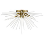 Livex Lighting - Uptown 4 Light Antique Brass Flush Mount - The Uptown four light ceiling mount will become an attention-grabbing feature in your modern home decor. The antique brass finish graces the design with elegance and charm, providing a traditional quality to the appearance. The acid etched rods gives the ceiling mount a sleek and attractive style.