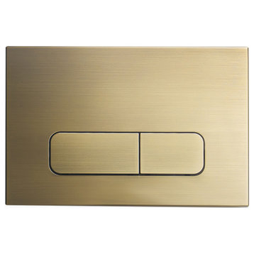 Wall Mount Dual Flush Actuator Plate with Rectangle Push Buttons, Brushed Brass