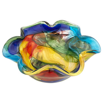 85 Multicolor Art Glass Floppy Centerpiece Bowl