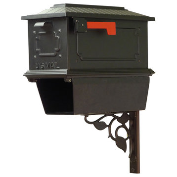 Kingston Mailbox With Newspaper Tube & Floral Front Mailbox Mounting Bracket