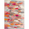 Contemporary POP Modern Abstract Brushstroke Area Rug, Ivory/Pink, 8 X 10