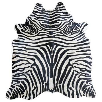 Zebra Print Black Stripes on Off White - Animal Print Cowhide Rug