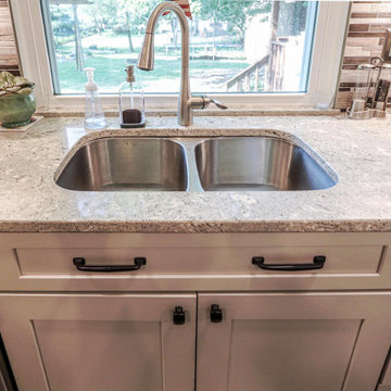 Cream Kitchen with Rushbrooke Eternia Quartz and Barn Doors