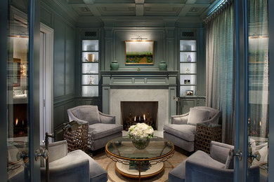 Inspiration for a transitional living room remodel in Phoenix with green walls
