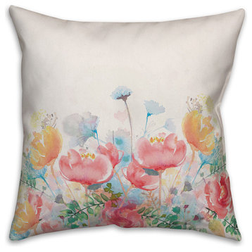 Painterly Flower Garden 20x20 Throw Pillow