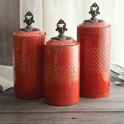 American Atelier Quatra Red Canister Set - Kitchen Canisters And Jars